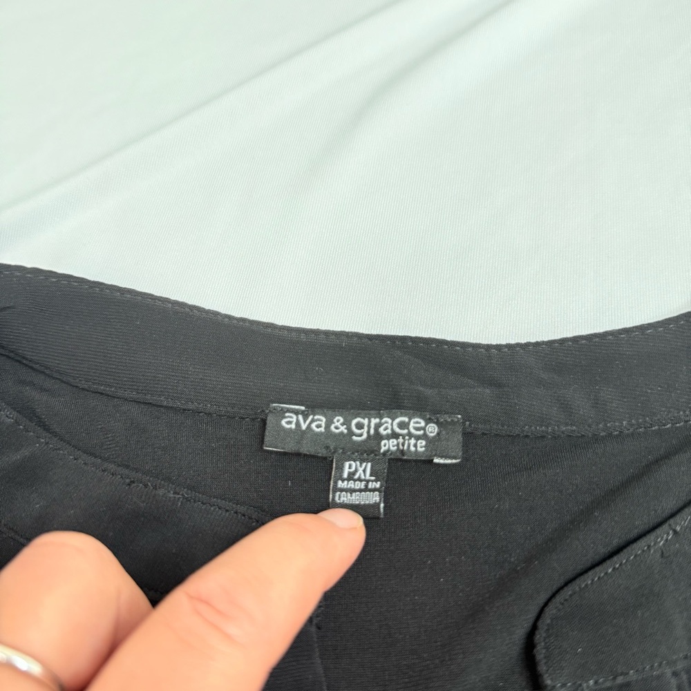 Ava & Grace Knit Black Blouse with Button Detail, Rhinestones, Rolled sleeves - Picture 5 of 9